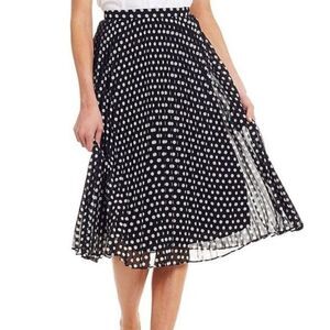 PLUS PLEATED POLKA DOT MIDI SKIRT IN BLACK 1X